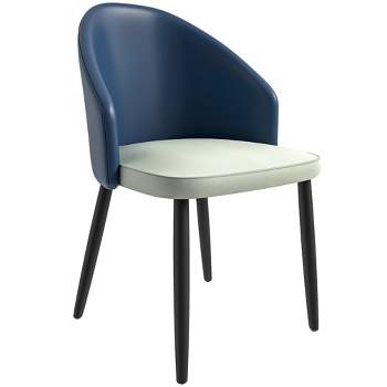LeisureMod Paradiso Modern Dining Chairs Upholstered Seat Curved Back in Black Solid Wood Legs Contemporary Side Chairs