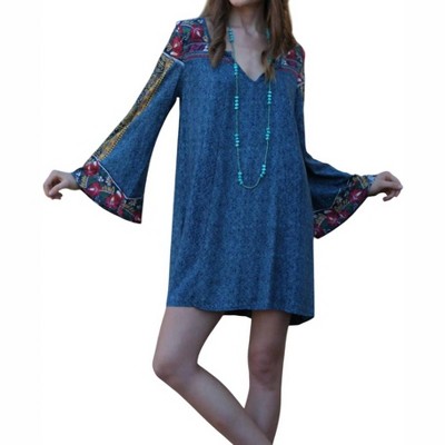 Women's Floral Bell Sleeve Dress - ANGIE