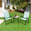 Costway Patio Folding Sling Back Chair Portable Armrests Metal Outdoor Dining Green - 2 of 4