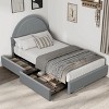 Boucle Bed Frame with 2 Storage Drawers - Soft Upholstered Platform, Round Headboard, Wooden Slats, Noise-Free, No Box Spring Needed - 3 of 4