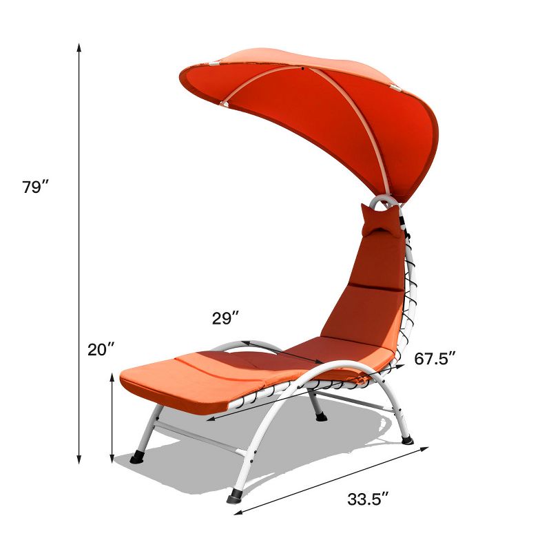 Costway Chaise Lounge Chair with Canopy Hammock Chair with Canopy Orange\Beige\Turquoise, 2 of 10