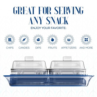 Indigo Blue Acrylic Tray with Clear Lidded Serving Bowls