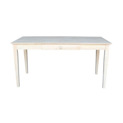 64" Unfinished Solid Wood Writing Desk with Drawer