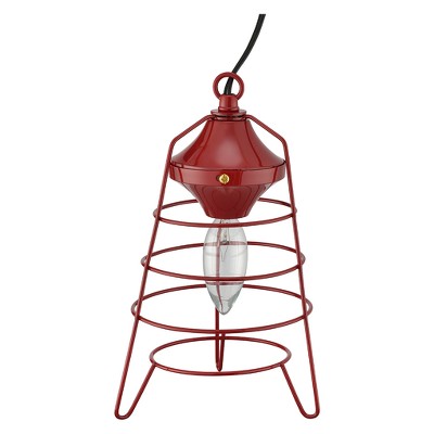 9.5" Metal Camp Lantern Table Lamp Red - Ore International