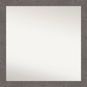 30" x 30" Non-Beveled Rustic Plank Gray Narrow Bathroom Wall Mirror - Amanti Art: Square, Polystyrene Frame, Wall Mounted - 1 of 4