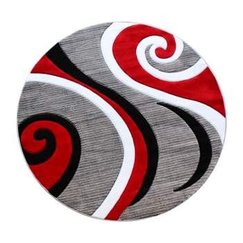 Emma and Oliver Accent Rug with Modern 3D Sculpted Swirl Pattern and Varied Texture Piling
