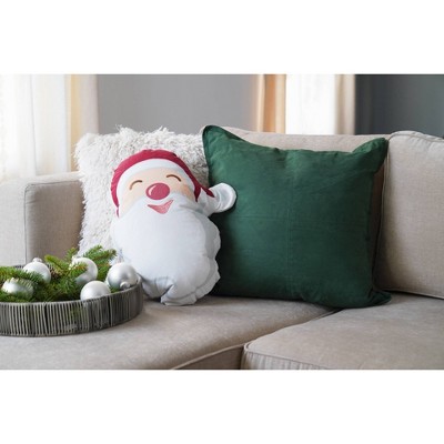 Santa Smile Embroidered Polyester Decorative Pillow 13x20