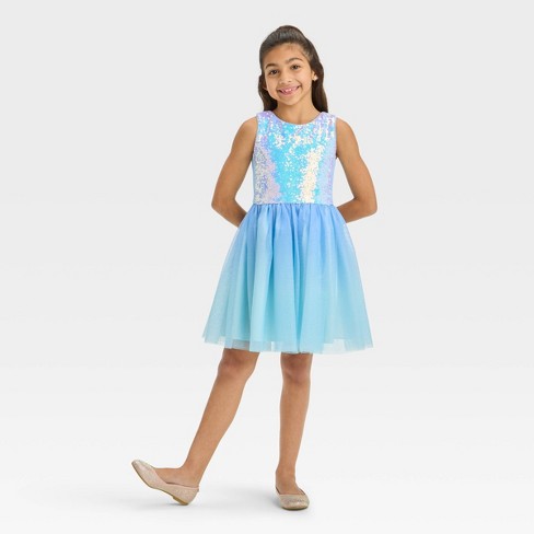 Girls' Sleeveless Tulle Sequin Dress - Cat & Jack™ Periwinkle Blue : Target