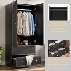 PAKASEPT Wave Armoire Wardrobe Closet with 2 Drawers & Hanging Rod, Freestanding Wooden Wardrobe - 4 of 4
