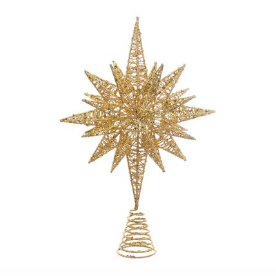 Ornativity White Gold Tree Topper - Christmas Gold 3D Glitter Star Ornament Treetop Decoration