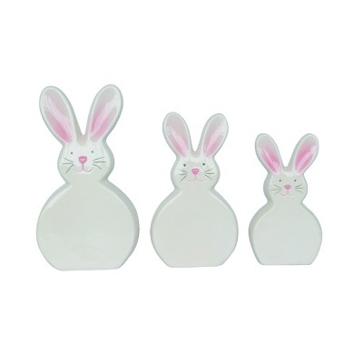 Transpac Ceramic 11.25 in. Slim Funny Bunnies Decor Set of 3