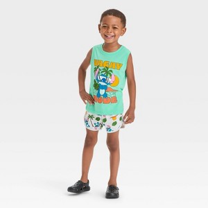 Toddler Boys' 2pc Disney Lilo & Stitch Tank and Shorts Set - Blue - 1 of 4