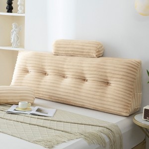 Bekrvio 39”/59”/79” Large Bolster Triangular Headboard Wedge w/2 Neck Roll Pillows Reading Pillows - 1 of 4