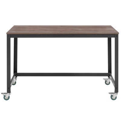 Gray Wood Office Desk with Drawer and Filing Cabinet