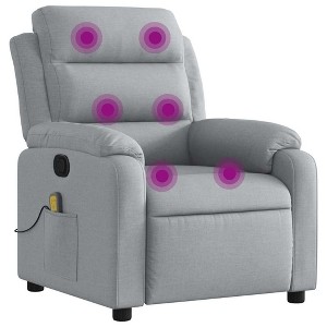 vidaXL Light Gray Fabric Massage Recliner Chair with Side Pocket and Manual Adjustability for Living Room Comfort - 1 of 4