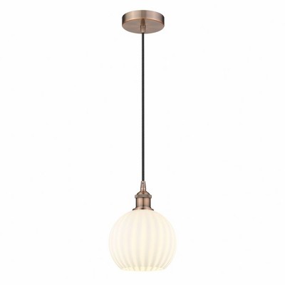 White Venetian - 1 Light Cord Hung Mini Pendant In Modern Style-10 Inches Tall and 8 Inches Wide