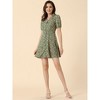 Allegra K Women's Button Up Short Sleeve A-Line Chiffon Vintage Floral Shirt Dress - 3 of 4