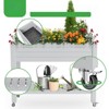 VisioGear Raised Garden Bed, Rectangle Planter with 4 Wheels, Mobile Garden Planter with 1 Shelf for Backyard, Grey, 48"*24"*33" - 4 of 4
