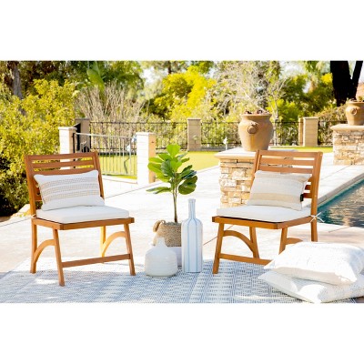 Tanner 2pk Outdoor Cushioned Side Chairs - Natural Brown - Coaster