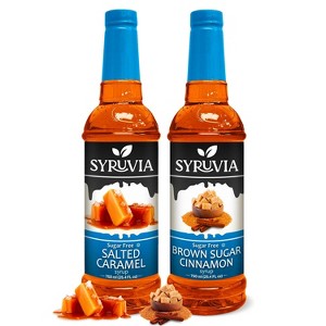 Syruvia Sugar Free Coffee Flavors Variety Pack: Salted Caramel & Brown Sugar Cinnamon 25.4 fl oz Syrup - 1 of 4