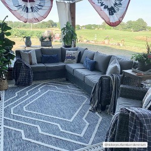 Hauteloom Anja Blue Outdoor Rug - 1 of 4