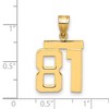 Black Bow Jewelry 14k Yellow Gold, Athletic Collection Medium Polished Number 81 Pendant - 2 of 3
