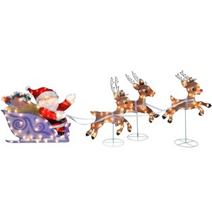 Rudolph Rudolph L2D PreLit Yard Art Sleigh w Reindeer, Purple - 1 of 4