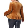 Agnes Orinda Women's Plus Size Velvet Formal Outfits Elegant Peplum Blouses - 4 of 4