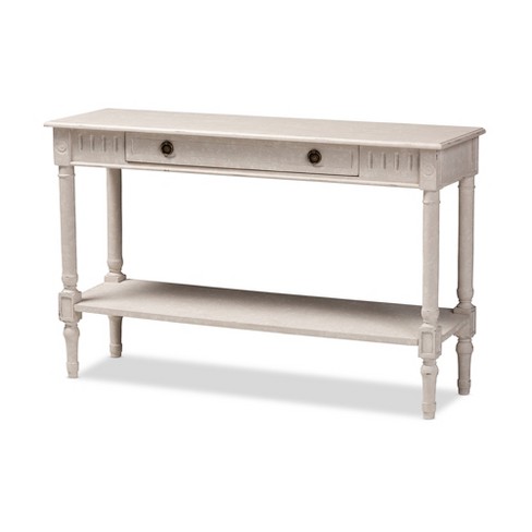 Ariella Whitewashed 1 Drawer Console Table White Baxton Studio