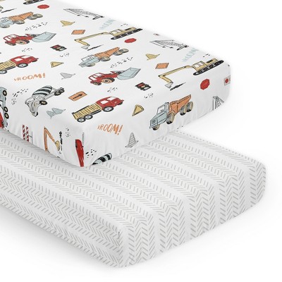 Sweet Jojo Designs Boy Fitted Crib Sheets Set Construction Truck Red ...