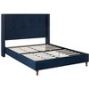 NicBex Queen Size Velvet Upholstered Platform Bed with Nailhead Trim Wingback for Adults/Boys/Girls - 2 of 4