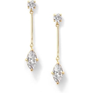18K Gold Plated Marquise CZ Earrings | Hypoallergenic Bridal Drop Earrings for Women - 1 of 4