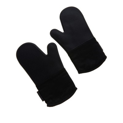 Curtis Stone Silicone Heat-resistant Oven Mitts Refurbished Black : Target