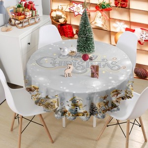 LOVEVOOK Merry Christmas Tablecloth, Snowman Tablecloth, Snowflake Table Cloths Stain Resistant Dining Table Cover for Holiday Decor - 1 of 4