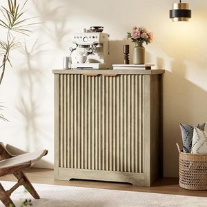 Fluted 2-Door Buffet Sideboard Cabinet with Adjustable Shelf - Modern Wood Console Table with Spacious Tabletop - 1 of 4