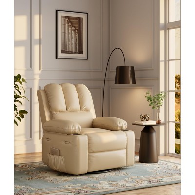 Oversized Recliner Chairs with Heat and Massage - Swivel Lazy Recliner Chair for Adults- Manual Chair with Cup Holder, Bedrooms and Nurseries