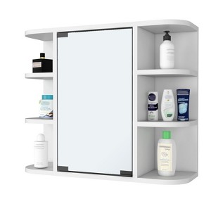 SEVOBAL Bathroom Storage Cabinets Storage Cabinet with Mirrored Door and Open Shelves for Bathroom, White, 7.48"*23.62"*19.68" - 1 of 4