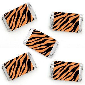 Big Dot of Happiness Tiger Print - Mini Candy Bar Wrapper Stickers - Jungle Party Small Favors - 40 Count - 1 of 4