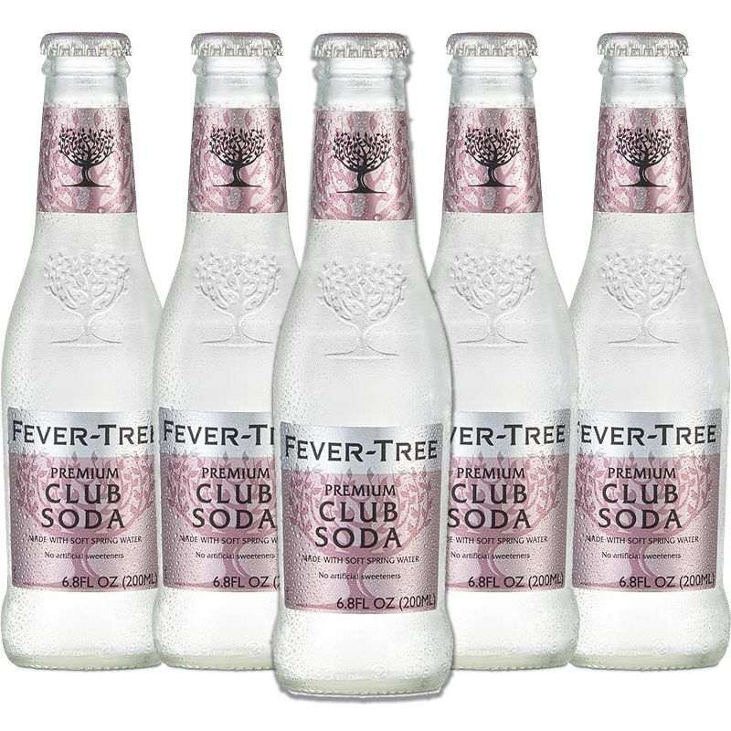 Fever Tree Premium Club Soda - Premium Quality Mixer & Soda - Refreshing Beverage for Cocktails & Mocktails 200ml Bottles - Pack of 5, 1 of 2