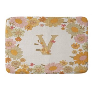 Deny Designs Iveta Abolina Retro Florals 70s Memory Foam Bath Mat Cream - 1 of 4