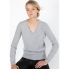 JENNIE LIU Women's 100% Pure Cashmere Long Sleeve Pullover V Neck Sweater - 2 of 3