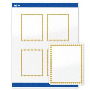 Avery Printable Rectangle Labels, Gold Beads, 4" x 3-1/3", Glossy White Rectangle Labels, Permanent, Laser/Inkjet, 40ct, Great for Product Labels - 1 of 4