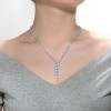 Guili Sterling Silver Rhodium Plated Round Cubic Zirconia Bezel Set Necklace, a sophisticated and timeless piece for any occasion. - 3 of 3