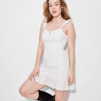Women's Flutter Sleeve Eyelet Slip Dress - Wild Fable™ White