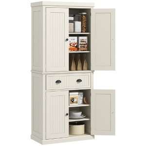 HOMCOM 72" Traditional Freestanding Kitchen Pantry Cabinet Cupboard with Doors and 3 Adjustable Shelves - 1 of 4