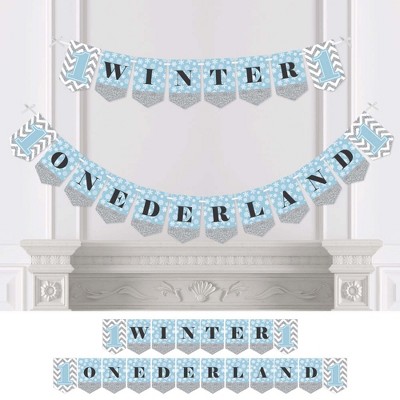 Big Dot of Happiness Onederland - Holiday Snowflake Winter Wonderland Birthday Party Bunting Banner - Party Decorations - Winter Onederland