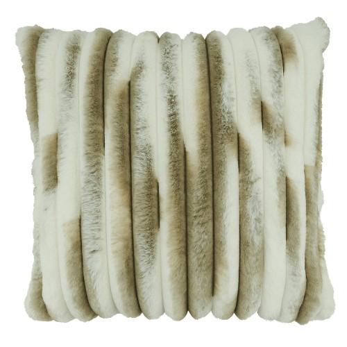 18"x18" Poly Filled Faux Fur Design Square Throw Pillow Natural - Saro Lifestyle