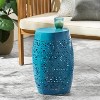 KWPZQEB Barrel Side Table, Lace Cut Design Outdoor Side Table, Weather Resistant Metal End Table for Patio Balcony Garden Living Room - 2 of 4