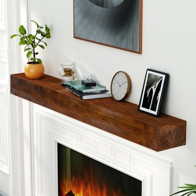 Handcrafted Wood Paint Solid Pine Wood Cap-Shelf Mantel in Natural Wood