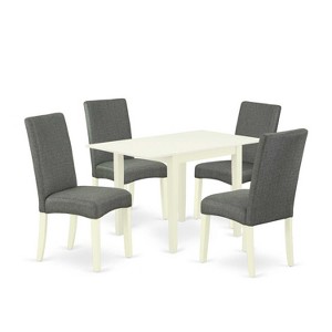 HomeStock 5-Pc Linen White Finish Solid Wood Top - Dining Room Set - Seats 4 - 1 of 4